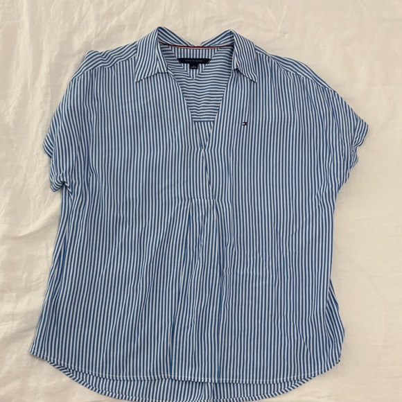 Tommy Hilfiger Women's Navy and White Striped Shirt - Picture 3 of 6